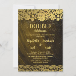 Gold Lace Adult Double Joint Birthday Party Einladung