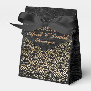 Gold Lace & Black Fantprint Zelt Bevorzugung Box Geschenkschachtel