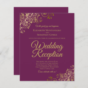 Gold Lace Cassis Wedding Reception BUDGET Einladun