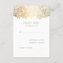 Gold Lace Elegante Wedding RSVP Cards