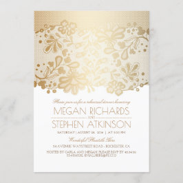 Gold Lace Elegantes Vintages Weißes Probe Abendess Einladung