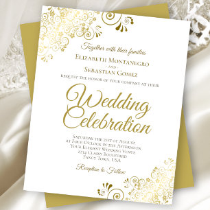 Gold Lace Elegantes White BUDGET Einladung zur Hoc
