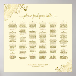 Gold Lace Elfenbeincreme Alphabetische Seetabelle Poster