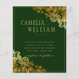 Gold Lace Emerald Green Wedding Einladungen Budget