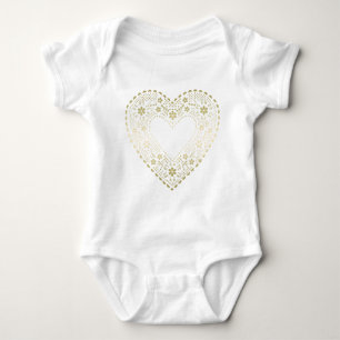 Gold Lace Heart Baby Strampler