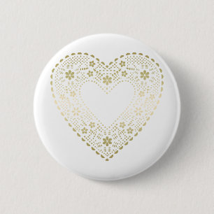 Gold Lace Heart Button