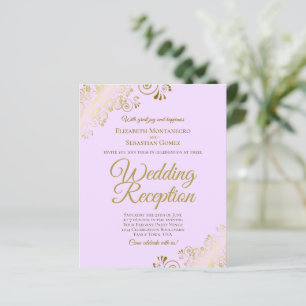 Gold Lace on Lilac Wedding Reception BUDGET Einlad