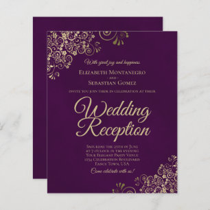 Gold Lace on Plum Wedding Reception BUDGET Einladu