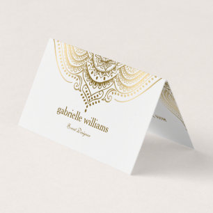 Gold Lace Paisley Mandala Business Card Visitenkarten