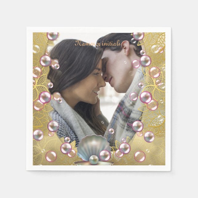 Gold Lace & Pearls Serviette (Vorderseite)