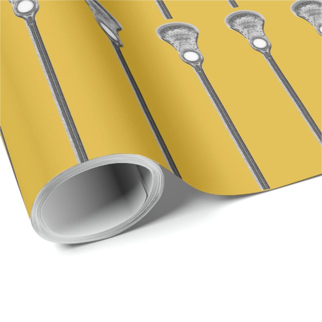 Gold Lacrosse-Geschenk Geschenkpapier (Rolleneckpunkt)