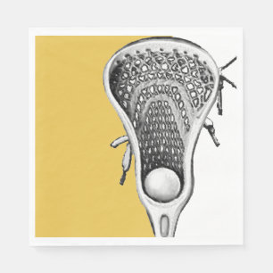 Gold Lacrosse Sports Party Serviette