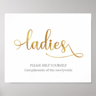 Gold Ladys Wedding Bad Basket Sign Poster