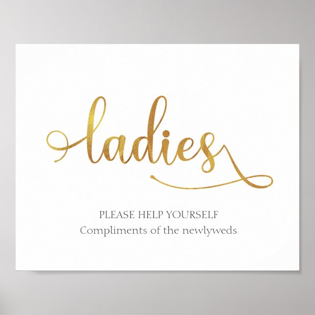 Gold Ladys Wedding Bad Basket Sign Poster (Vorne)