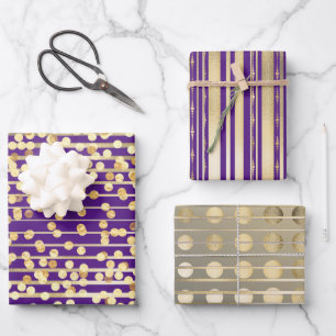 Gold lapis konfetti Streifen elegante formale Must Geschenkpapier Set