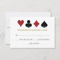 Gold Las Vegas Poker Card Anzug Hochzeit RSVP