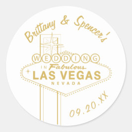 Gold Las Vegas Sign Wedding Runder Aufkleber