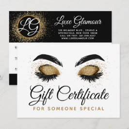 Gold Lash Brow Bar Beauty Geschenkgutschein Einladung