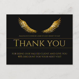 Gold Lash Wings Danke, Bold Black Postkarte