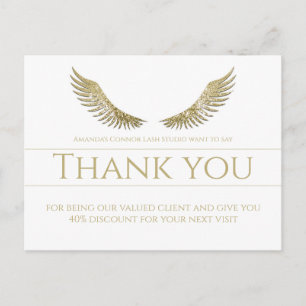 Gold Lash Wings Dankeschön Einfach Weiß Postkarte