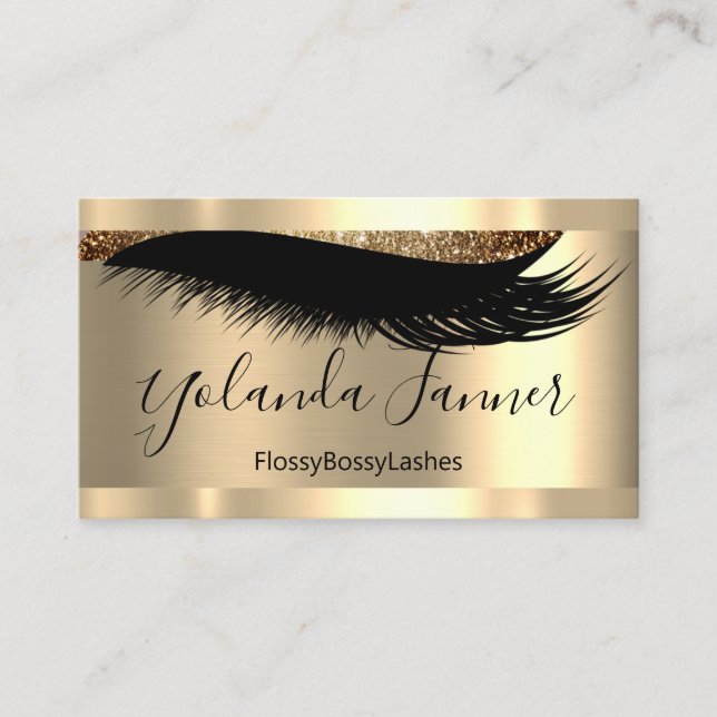 Gold Lashes Makeup Artist Glitzer Lux Visitenkarte (Vorderseite)