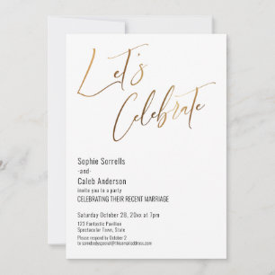 Gold Lass uns eine einfache Hochzeit feiern Einladung