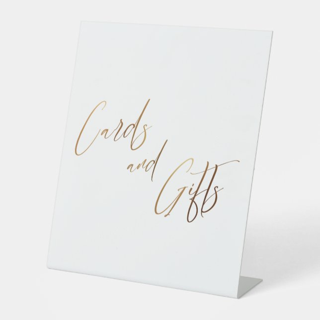 Gold Lässig Handwriting Cards & Gifts Pedestal Sig Sockelschild (Vorderseite)