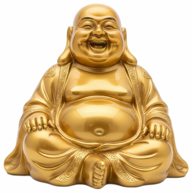 Gold Laughing Buddha 2D Budai Statue Freistehende Fotoskulptur (Vorne)