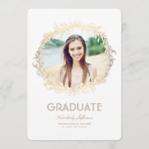 Gold Laurel Foto Graduation Party Einladung