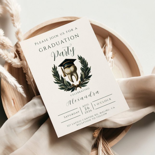 Gold Laurel Tooth Graduation Party Einladung (Von Creator hochgeladen)