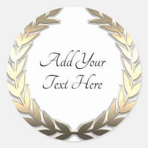 Gold Laurel Wreath Classic Round Sticker