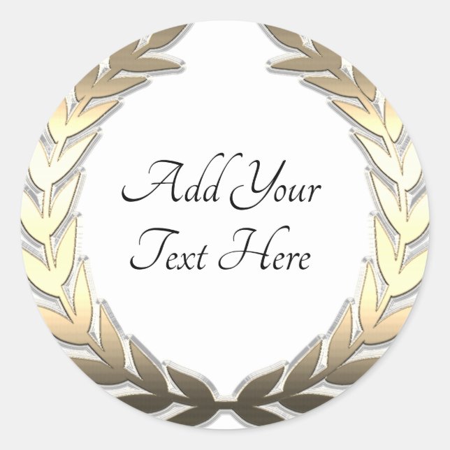 Gold Laurel Wreath Classic Round Sticker (Vorderseite)
