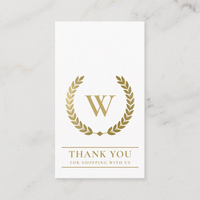 GOLD LAUREL WREATH INITIAL LOGO BUSINESS DANKEN VISITENKARTE (Vorderseite)
