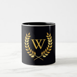 Gold Laurel Wreath Monogram Zweifarbige Tasse