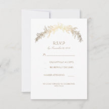 Gold Laurel Wreath Wedding RSVP Cards