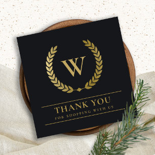 GOLD LAUREL WREATS INITIAL LOGO GESCHÄFT DANK QUADRATISCHE VISITENKARTE