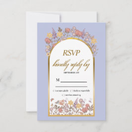 Gold Lavender Wildblume Moderne Elegante Hochzeit RSVP Karte