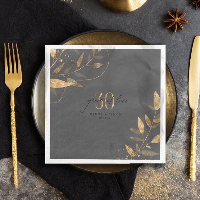 Gold Leaf 30th Anniversary Years of Love ID1169 Serviette (Von Creator hochgeladen)