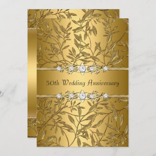 Gold Leaf 50. Hochzeitstag Einladung