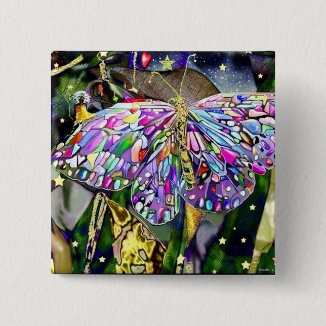Gold Leaf Butterfly Button (Vorderseite)