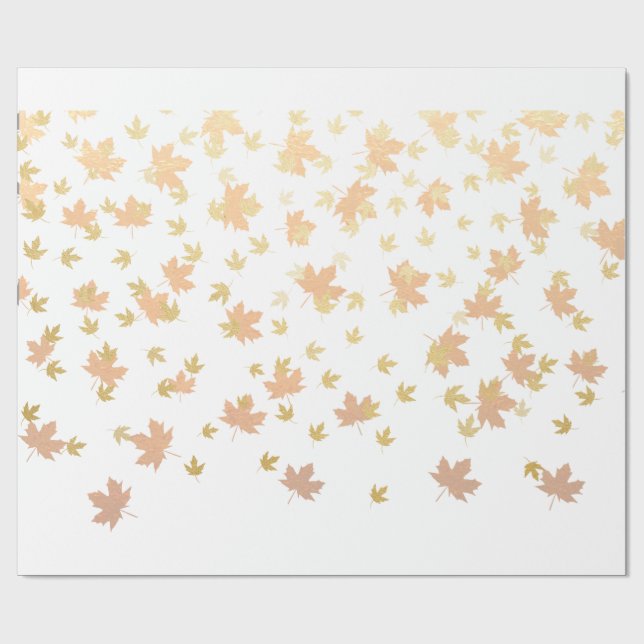 Gold Leaf Confetti auf klarem Hintergrund Geschenkpapier (Flach)