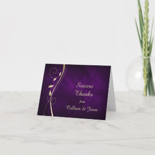 Gold Leaf Deep Lila Wedding Dankeschön Card Dankeskarte