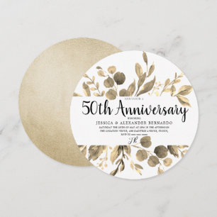 Gold Leaf Elegant Moderne 50. Hochzeitsjubiläum Einladung