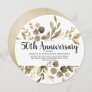 Gold Leaf Elegant Modernes 50. Hochzeitstag Einladung