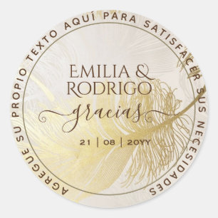 Gold Leaf Español Boda Gracias Boda Gracias Runder Aufkleber