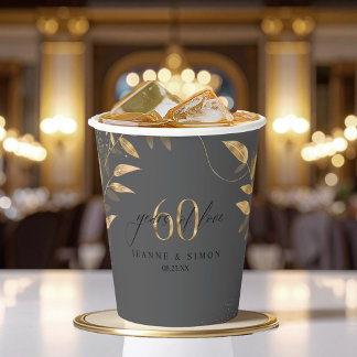 Gold Leaf Floral 60. Jubiläum ID1169 Pappbecher