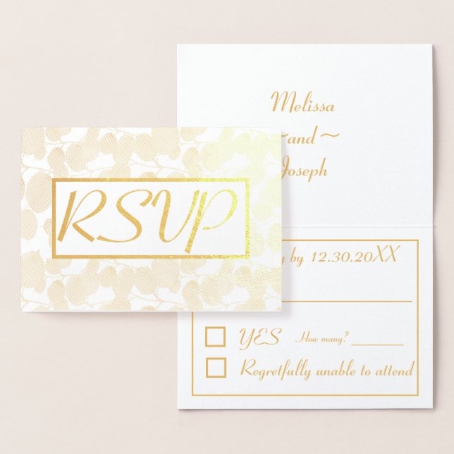 Gold Leaf Foliage Wedding RSVP Folienkarte (Anzeige)