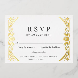 Gold Leaf Gilded Age Foil Wedding RSVP Folieneinladung