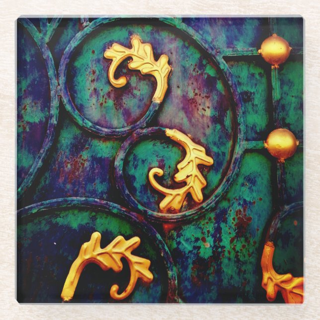 Gold Leaf Glasuntersetzer (Vorderseite)