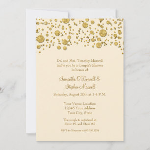 Gold Leaf Glitzer Confetti Dots Couples Dusche Einladung